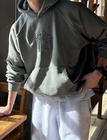 NY Patch Embroidery Pigment Fleece Hoodie (3 colors)