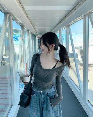 See-through V-neck knit (5 colors)