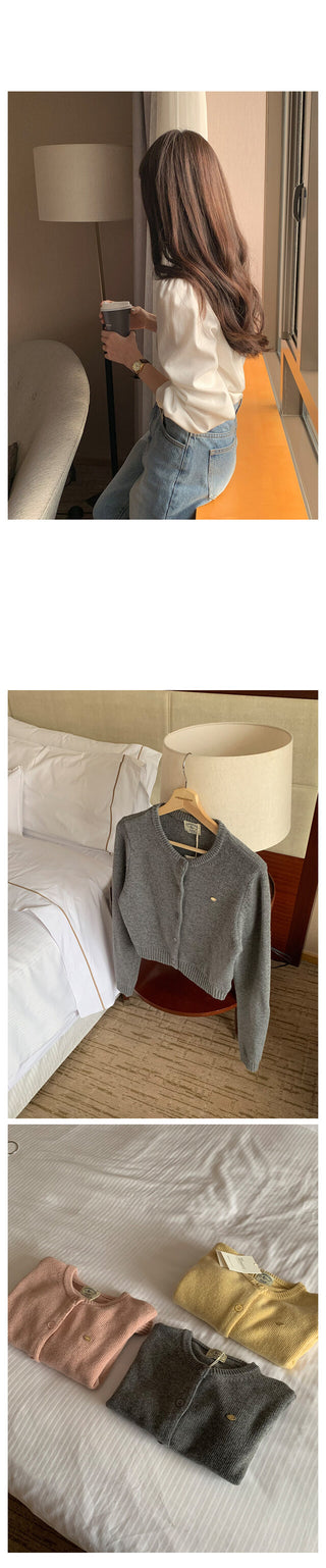 Cashmere round neck cardigan, 6 colors