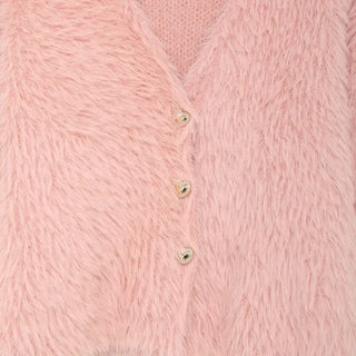 Cropped Shaggy Knit Cardigan