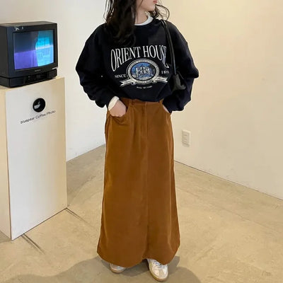Corduroy A-line skirt