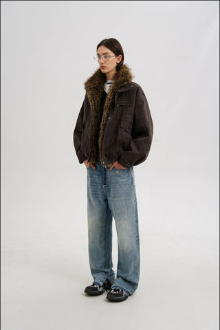 [MASONPRINCE] Detachable Faux Fur Collar Jacket