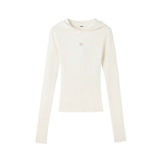 [NOTAWEAR] Hooded Slim Fit Ribbed Knit Top