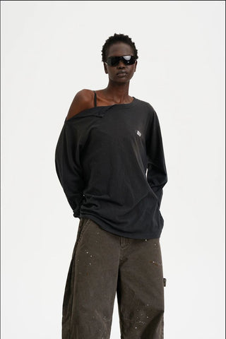 [MASONPRINCE] Double Layer Collar Long Sleeve Tee