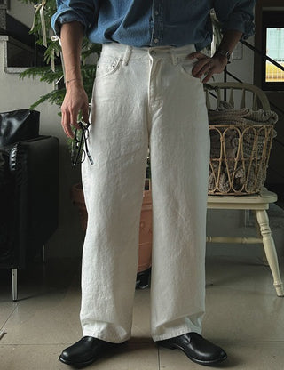 Level White Elastic Denim Pants (no.704)