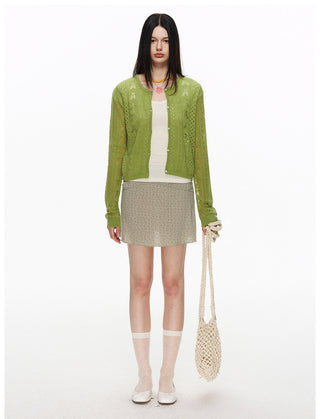 [NECY] Green Garden Lace Camisole & Shirring Mini Skirt