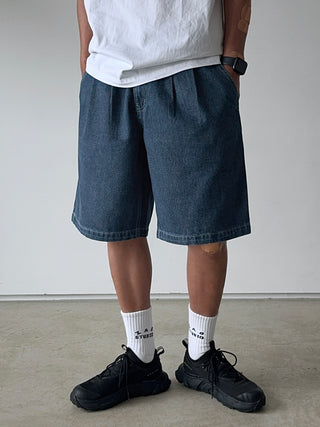 All Day Double-Tuck Half-Band Denim Shorts