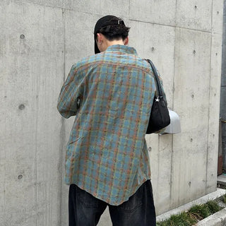 Unisex checkered long-sleeved shirt