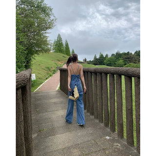 Denim bustier jumpsuit