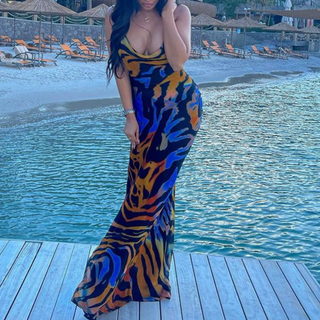 Cowl neck contrast cami maxi dress