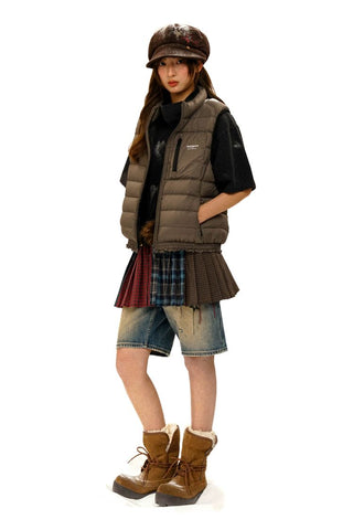 [Moromoro2] Lace Trim Hooded Down Jacket /  Vest