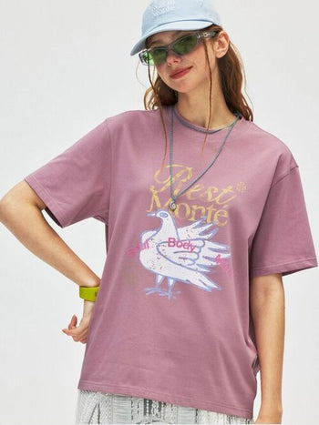 [Monterest] Washed Peace Dove Print T-Shirt