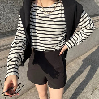 Basic striped long-sleeved T-shirt