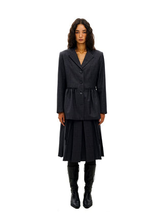 [Moromoro2] Collegiate Tailored Blazer and Pleated  Skirt Set
