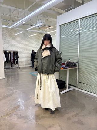 [NEVERSEEZ] Lapel Fleece Diagonal Zipper Jacket