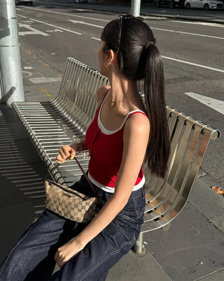 Layered two-tone sleeveless top