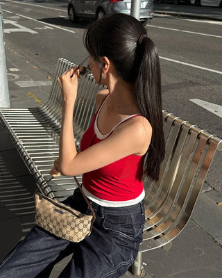 Layered two-tone sleeveless top