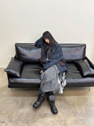 [NeverSeez] Pleated Plaid Skirt with Removable Waist Detail