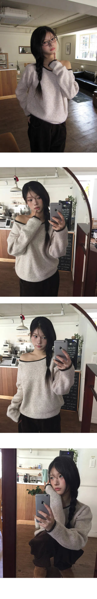 Mile Daily Unbalanced Color Off Knitwear - 4 Colors