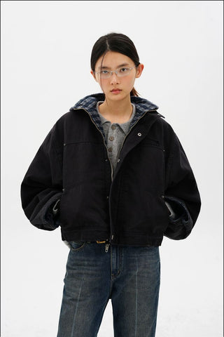 [MASONPRINCE] Boxy-Fit Hooded Padded Work Jacket