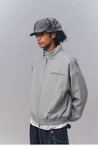 [Monterest] Wool Blend Stand Collar Harrington Jacket