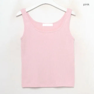 Ribbed round sleeveless top