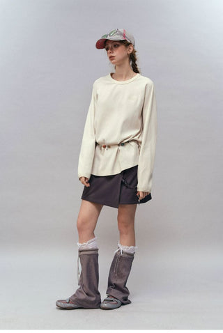 [Monterest] Waffle Knit Drop Shoulder Long Sleeve Tee