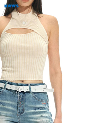 [NOTAWEAR] Lyocell Wool Blend Halter Neck Tank  Top