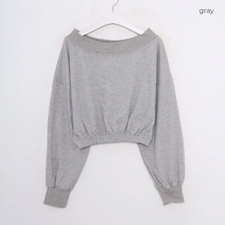 Off-shoulder cropped sweatshirt