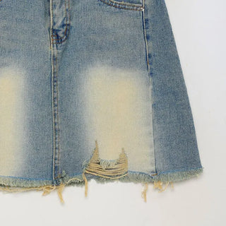 Vintage washed denim mini skirt