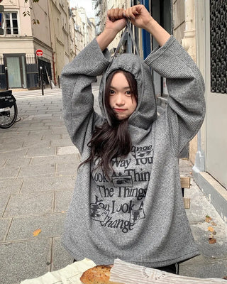 Lettering Hooded Oversized T-Shirt (4 colors)
