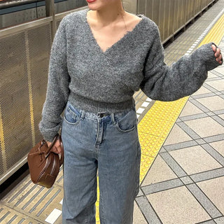 Wrap V-neck knit