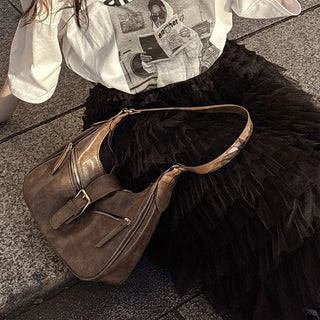 Buckle Zipper Shoulder Bag