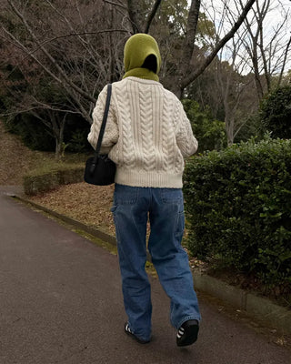 Color-blocked ribbed scarf