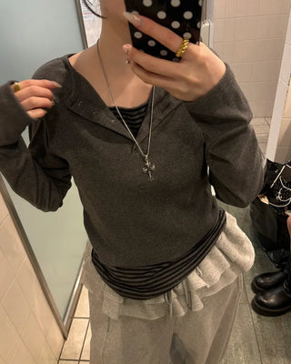Striped layered T-shirt