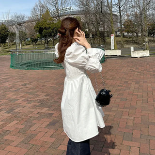 Puff-sleeve mini dress