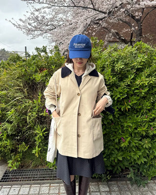 Loose-fit half trench coat