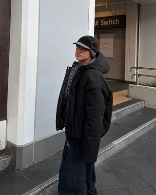 Checked Hooded Layered Overblouson
