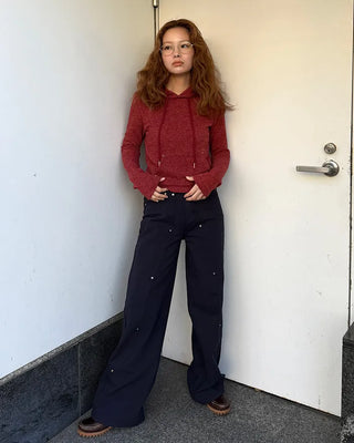 Slim-fit knit hoodie
