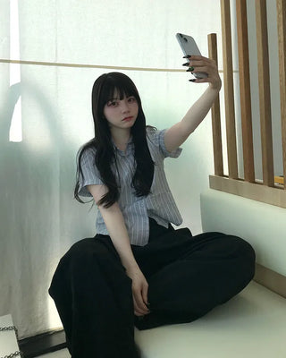 Striped short-sleeved shirt