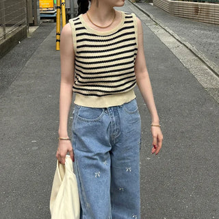 Striped knit sleeveless knit