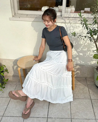 Frilled Can-Can Long Skirt