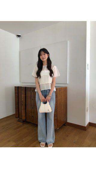 Pendant striped elastic waist shorts