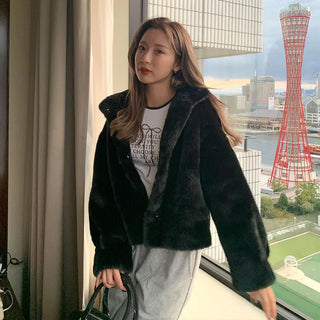 High-neck fur jacket