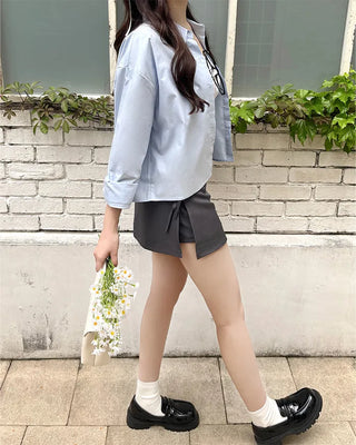 Wide cuff cropped shirt