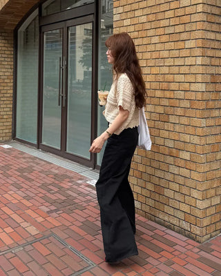 Perforated Collar Button Cardigan