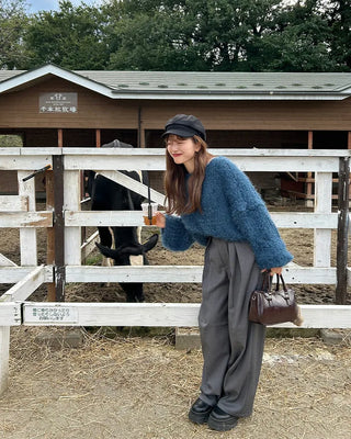 Long-sleeved shaggy knit