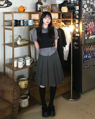 Knit bustier layered shirt