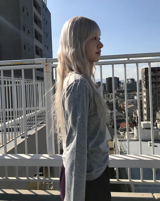 Brushed Cotton Loose Long-Sleeve T-Shirt