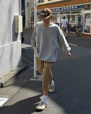 Henley neck sweatshirt